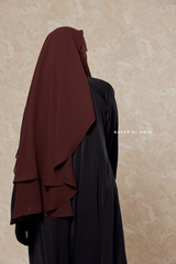 Brown Two Layer Flap Niqab - Premium Wool Chiffon - Medium