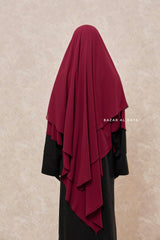 Maroon Pari Two Layered Diamond Khimar - Crepe Chiffon