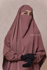 Taupe Rose Salam 2 Abaya & Mubarak Khimar Maxi Set - Nida