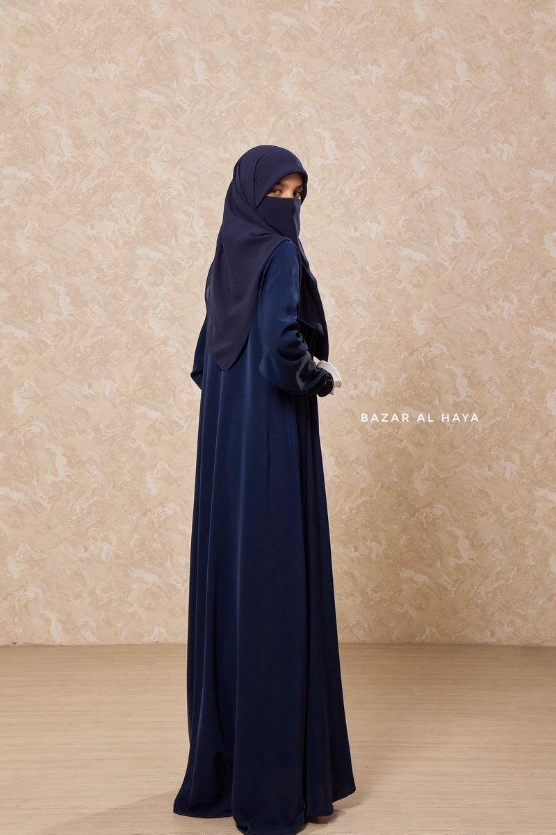 Navy Salam Abaya - Loose & Wide Bottom