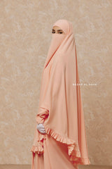 Peach Ibadah Two-piece Jilbab with Skirt, Haj, Umrah Garment & Prayer Set