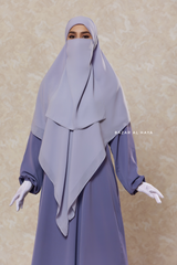 Silver Square Scarf With Half Niqab Set - Super Breathable - Quality