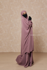 Dusty Rose Hoor - Two Piece Jilbab With Skirt- Long & Loose