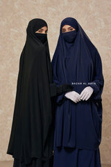 Hoor Black / Navy Two Piece Jilbab With Skirt- Long & Loose