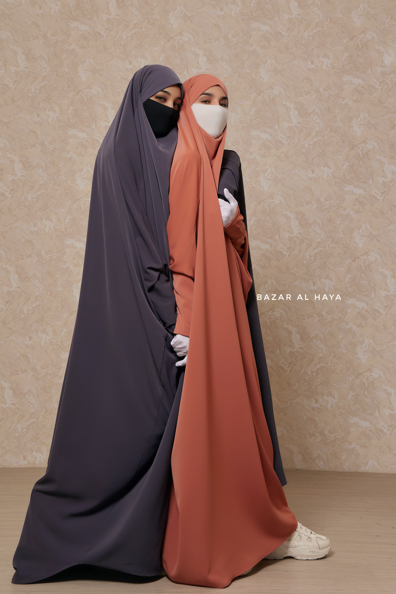 Sarah One Piece Jilbab - Zipper Sleeves - Silk Crepe