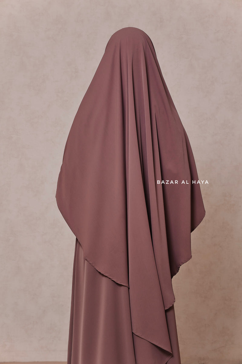 Mubarak Taupe Rose Diamond Khimar - Nida Extra Long