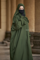 Olive Prayer / Salah Dress One Piece Jilbab 100% Cotton - Super Breathable Comfy Style