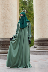 Layla Mint Abaya - 100% Cotton Summer Relaxed Fit Dress With Pockets