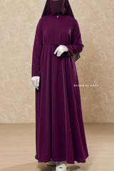 Salam 3 Purple Belted Abaya Dress - Front Zipper & Zipper Sleeves - Nida