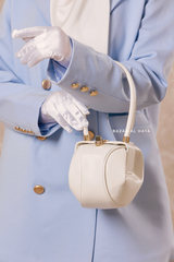 Unique Round Hand Bag In White