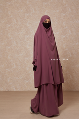 Grape Jahida Two Piece Jilbab With Loose Pants Set - Skirt-Style Shalwar