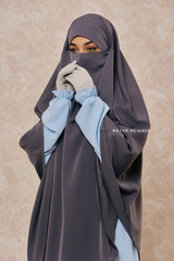 Mubarak Steel Grey Diamond Khimar - Nida Extra Long