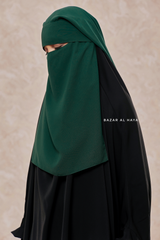 Emerald Two Layer Flap Niqab - Premium Wool Chiffon - Medium