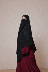 Black Mubarak Long Diamond Khimar - Nidha Extra Long