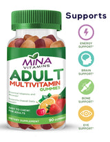 Halal Mina Adult Multivitamin - Vegetarian, Non-GMO, Gluten Free 90ct