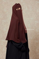 Brown Two Layer Niqab - Premium Wool Chiffon - Medium