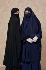 Hoor Black / Navy Two Piece Jilbab With Skirt- Long & Loose