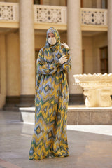 Yellow Print Prayer / Salah Dress 2 - Super Breathable In 100% Cotton