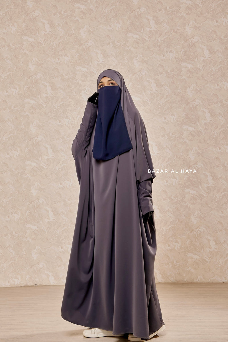 Dark Blue Single Half Niqab - Super Breathable Veil
