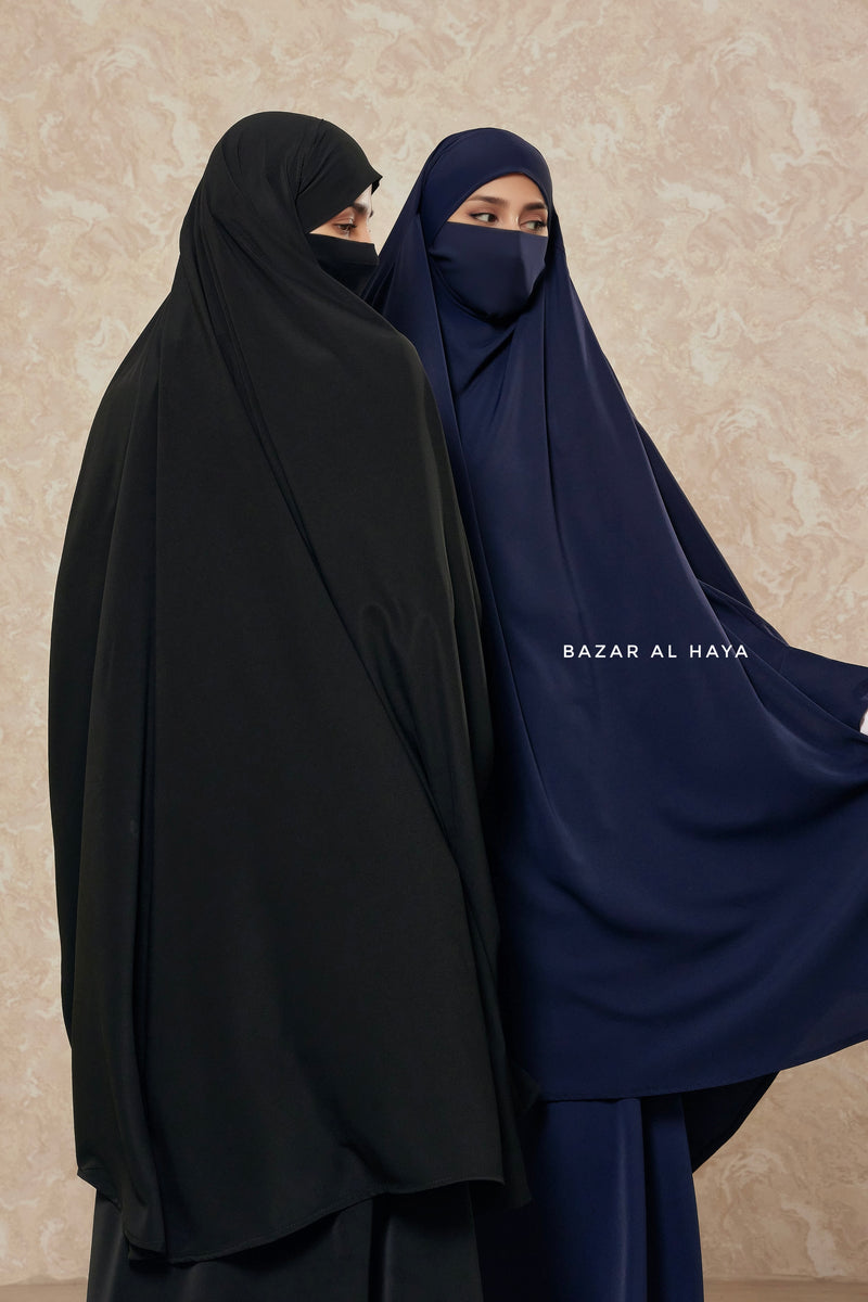 Hoor Black / Navy Two Piece Jilbab With Skirt- Long & Loose