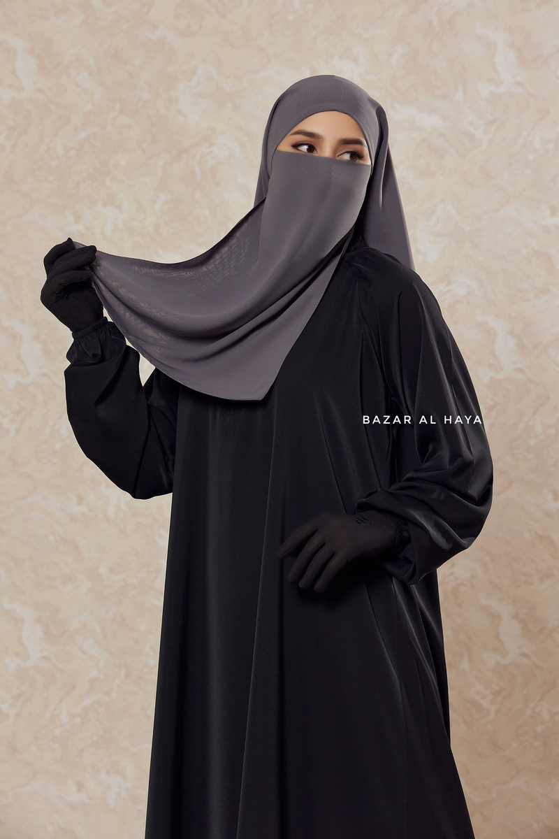 Grey Single Half Niqab - Super Breathable Veil