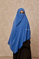 Mubarak Diamond Khimar In Steel Blue - Nida Extra Long