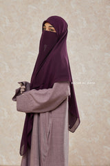 Purple Square Scarf With Half Niqab Set - Super Breathable - Quality