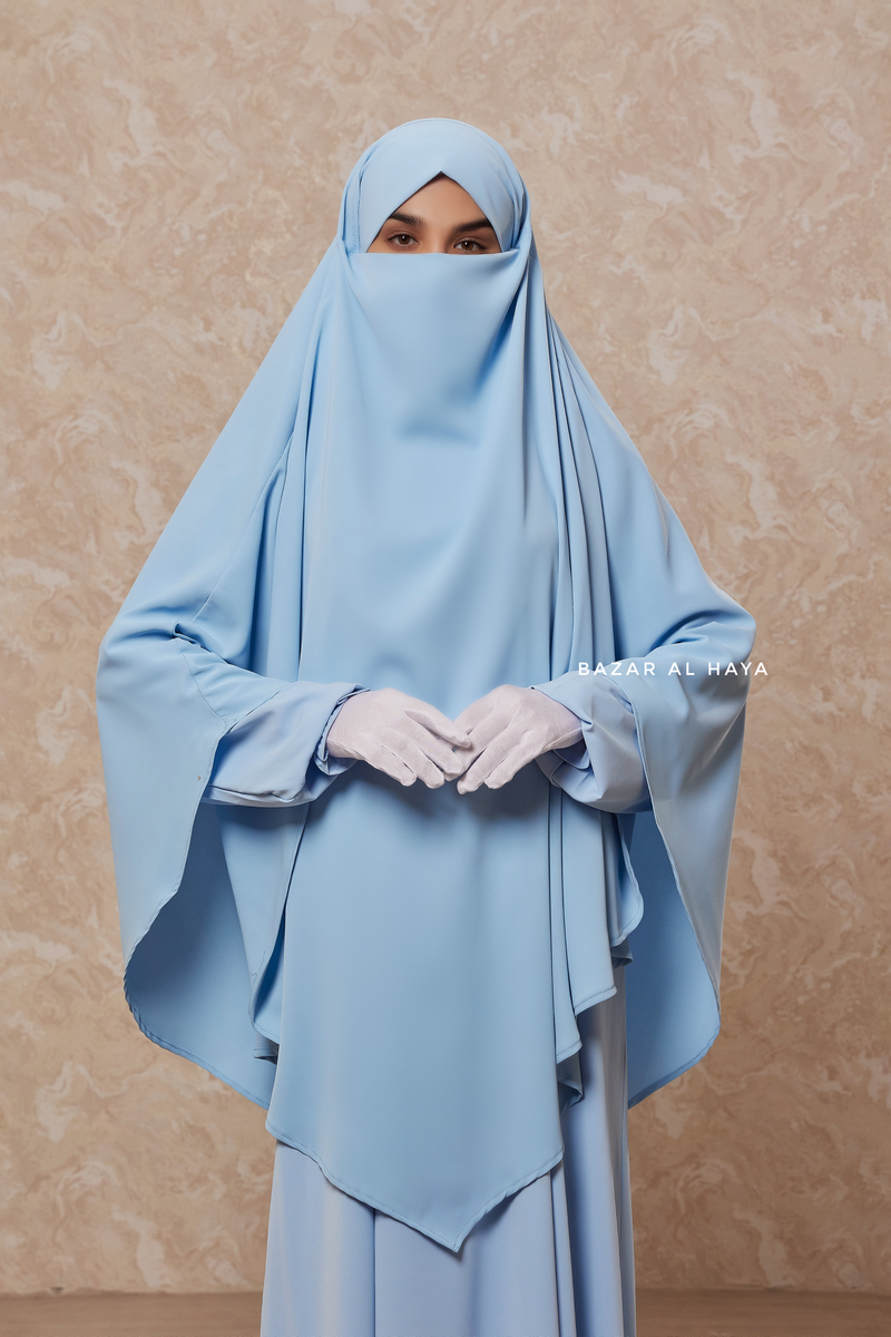 Baby Blue Salam Abaya & Mubarak Khimar Set - Nida