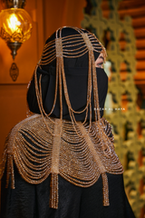 Gold Crystal Cap Head Piece & Cape Shoulder Piece Set