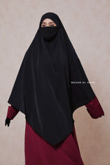 Black Mubarak Long Diamond Khimar - Nidha Extra Long