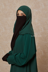 Rania Emerald Green Abaya Dress Half-Placket Button Front & Sleeve - Mediumweight Soft Crepe Cotton