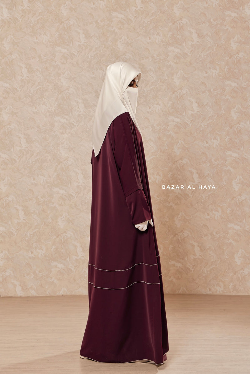 Mulberry Fathiya Open Front Abaya In Nida - Relaxed Fit