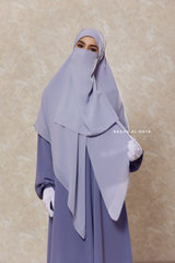 Silver Square Scarf With Half Niqab Set - Super Breathable - Quality