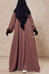 Taupe Rose Salam 2 Abaya - Comfy Style Front Zipper - Nida