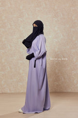 Kalina Lilac Hooded Abaya Dress With Pockets - Silk Crepe