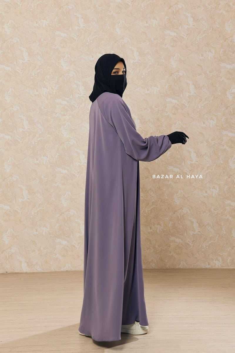 Silver Salam 2 Abaya - Comfy Style Front Zipper - Nida