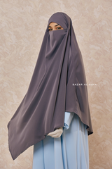 Mubarak Steel Grey Diamond Khimar - Nida Extra Long