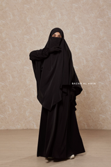 Black Salam 2 Abaya & Mubarak Khimar Maxi Set - Silk Crepe