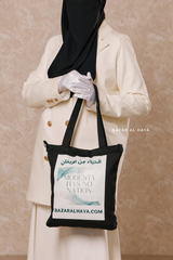 “Modesty Has No Nation” Black Cotton Tote Bag