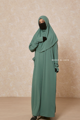 Mint Khawla Premium Corduroy Cotton Two Piece Prayer Dress - Abaya & Khimar