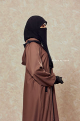 Kalina Brunette Hooded Abaya Dress With Pockets - Mediumweight Silk Crepe