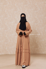 Latte Fathiya Open Front Abaya In Nida - Relaxed Fit