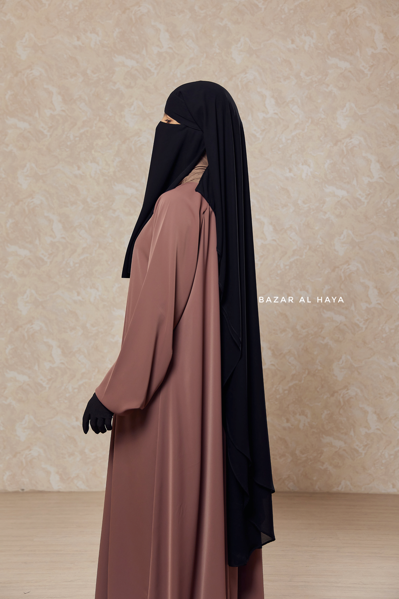 Black Two Layer Scarf Niqab - Long & Wide - Super Breathable Veil