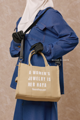 “A Women’s Jewelry Is Her Haya” Sand Cotton Tote Bag