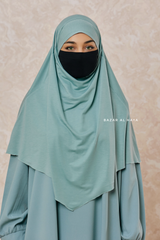 Mint Cotton Eliza Short Triangle Diamond Khimar - Soft Breathable Cotton