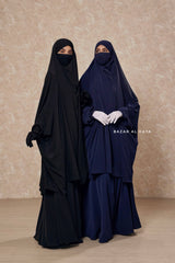 Hoor Black / Navy Two Piece Jilbab With Skirt- Long & Loose