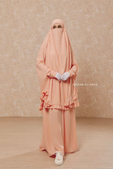 Peach Ibadah Two-piece Jilbab with Skirt, Haj, Umrah Garment & Prayer Set