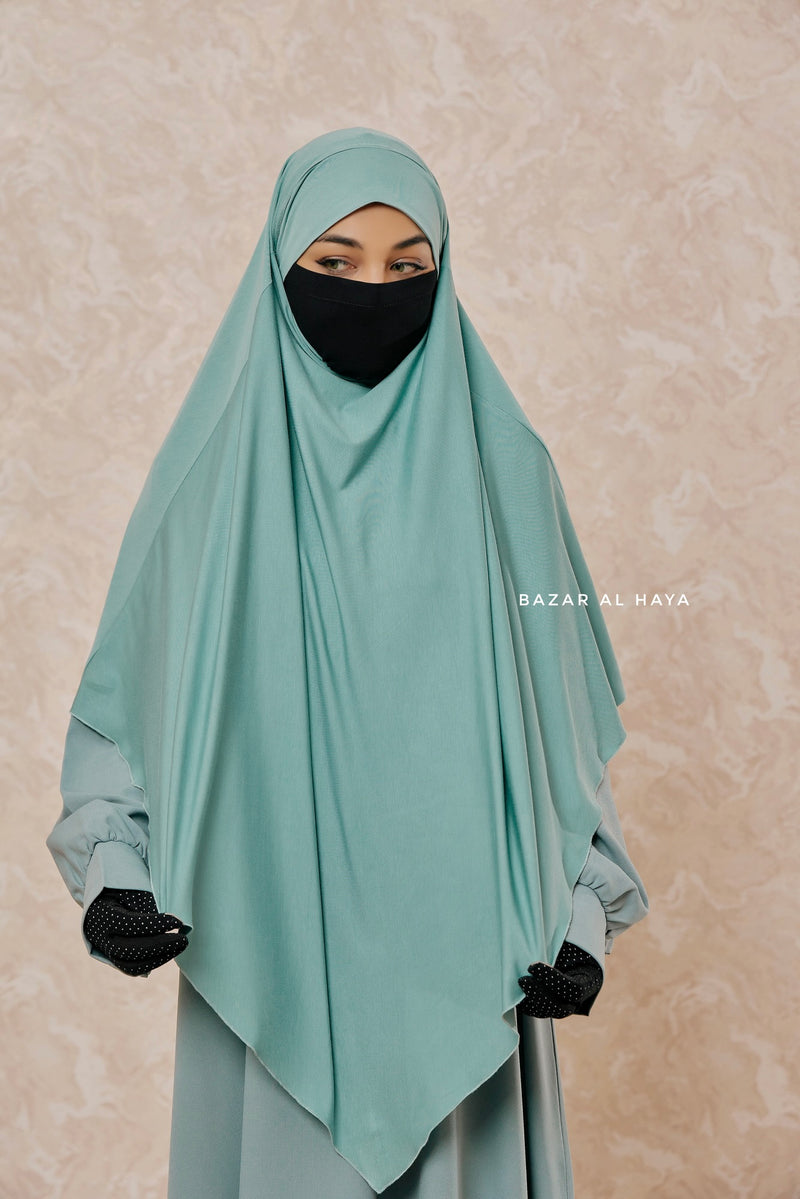 Mint Eliza Long Triangle Diamond Khimar - Soft Cotton