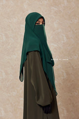 Emerald Square Scarf With Half Niqab Set - Super Breathable - Medium