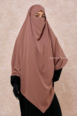 Taupe Rose Long Mubarak Diamond Khimar - Nida Extra Long